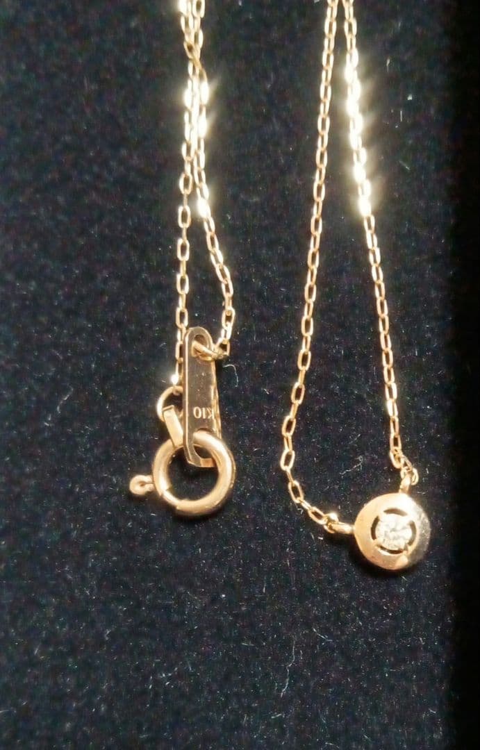 C*a様 K10 0.03カラット 無色透明ダイヤモンド ネックレス ピンクゴー