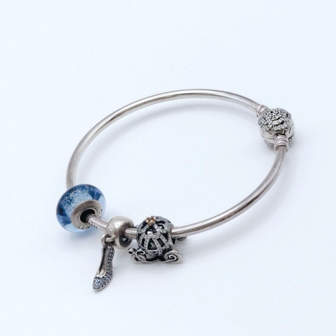 パンドラ　ディズニー　バングル　シンデレラ　シルバー925　メッセージ刻印