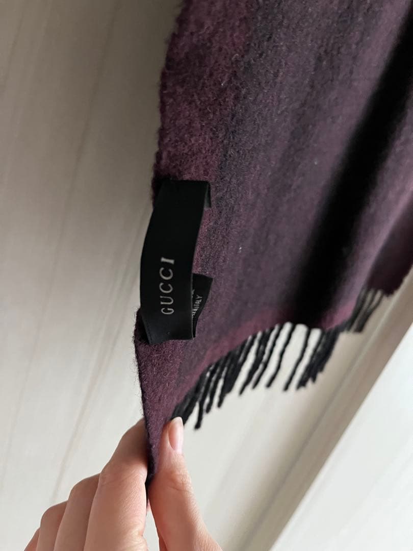 GUCCI バーガンディ ウール マフラー