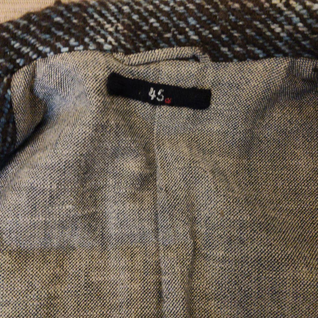 青と茶色のツイード テーラードジャケット