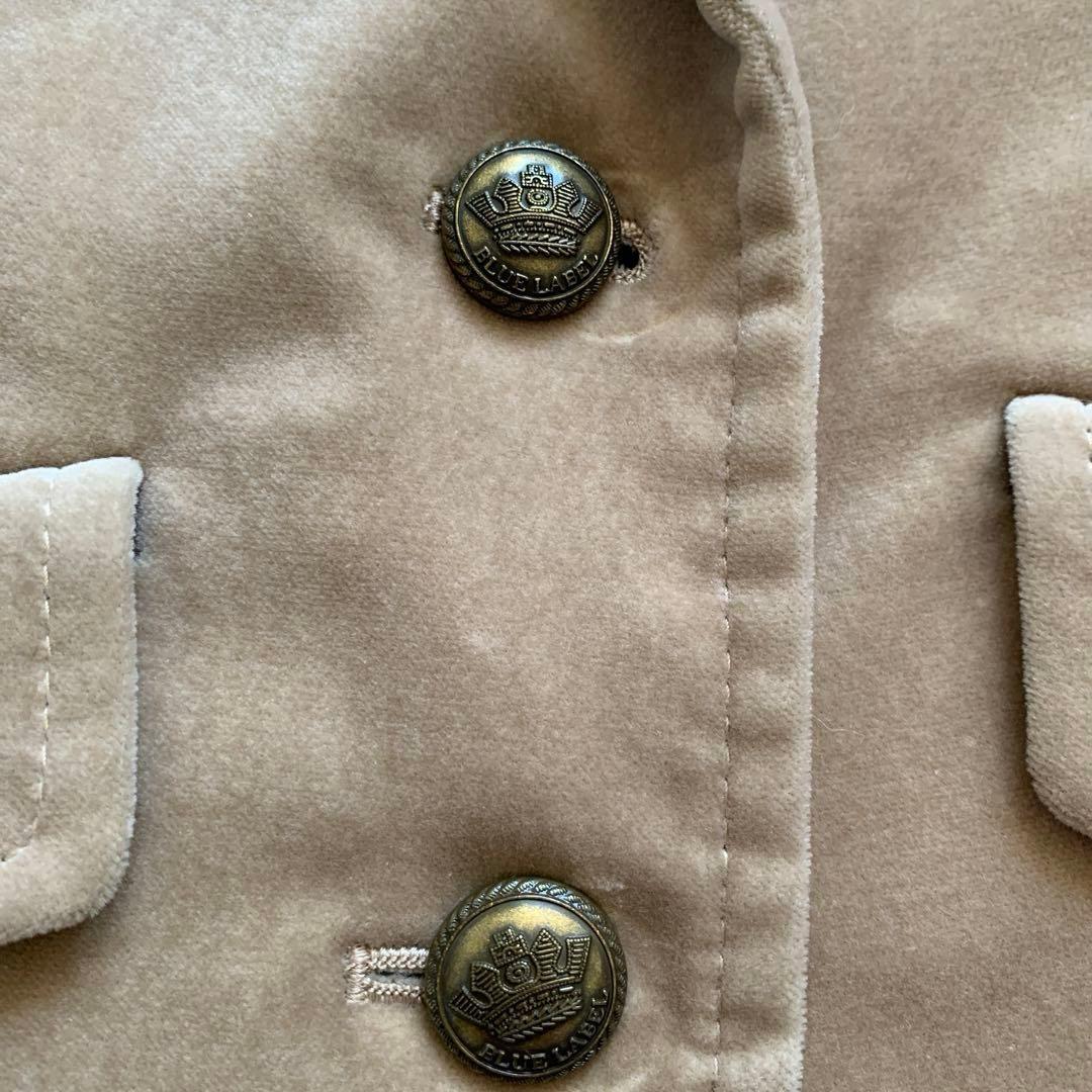 バーバリー　テーラードジャケット　ベロア　36 ベージュ　ノバチェック　シングル