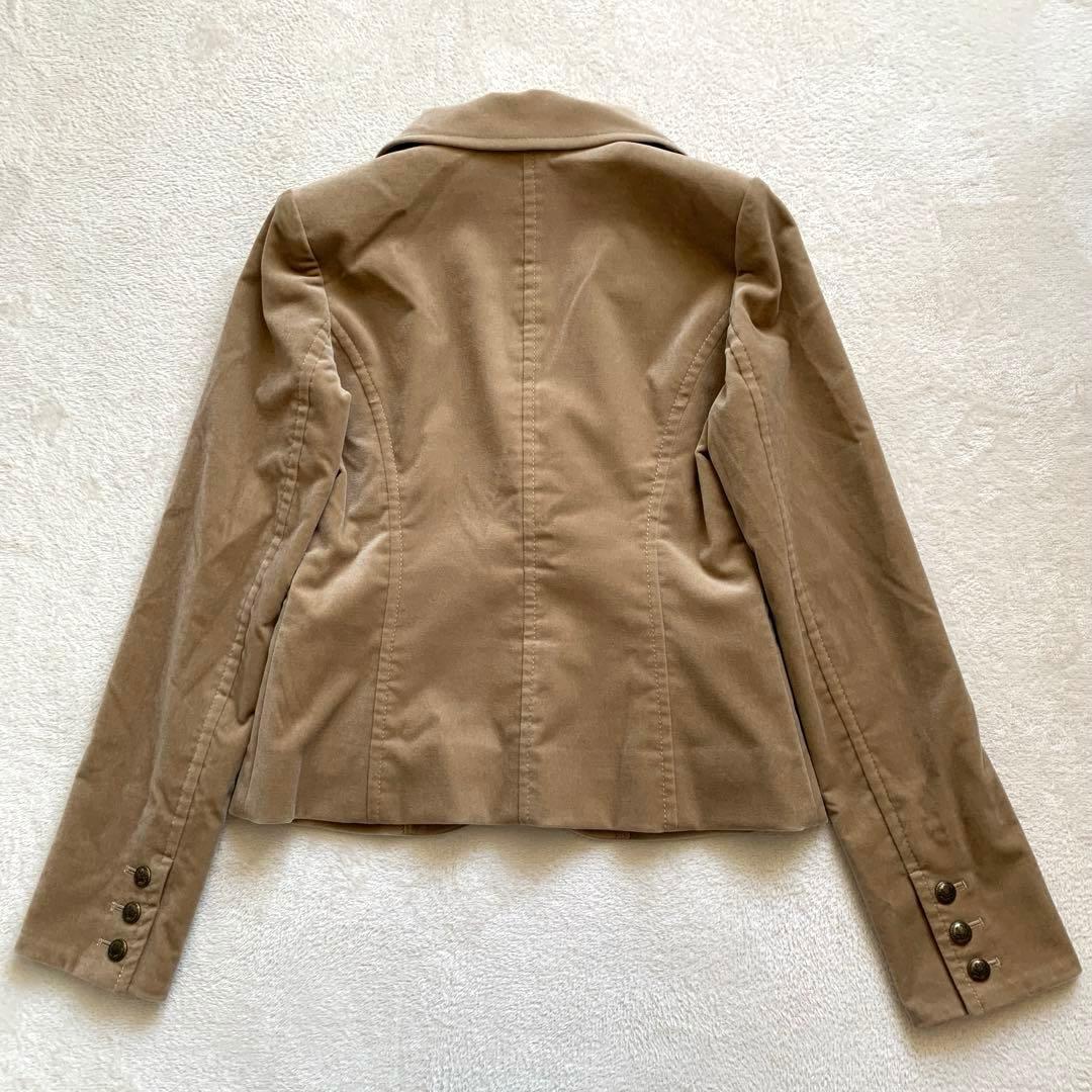 バーバリー　テーラードジャケット　ベロア　36 ベージュ　ノバチェック　シングル