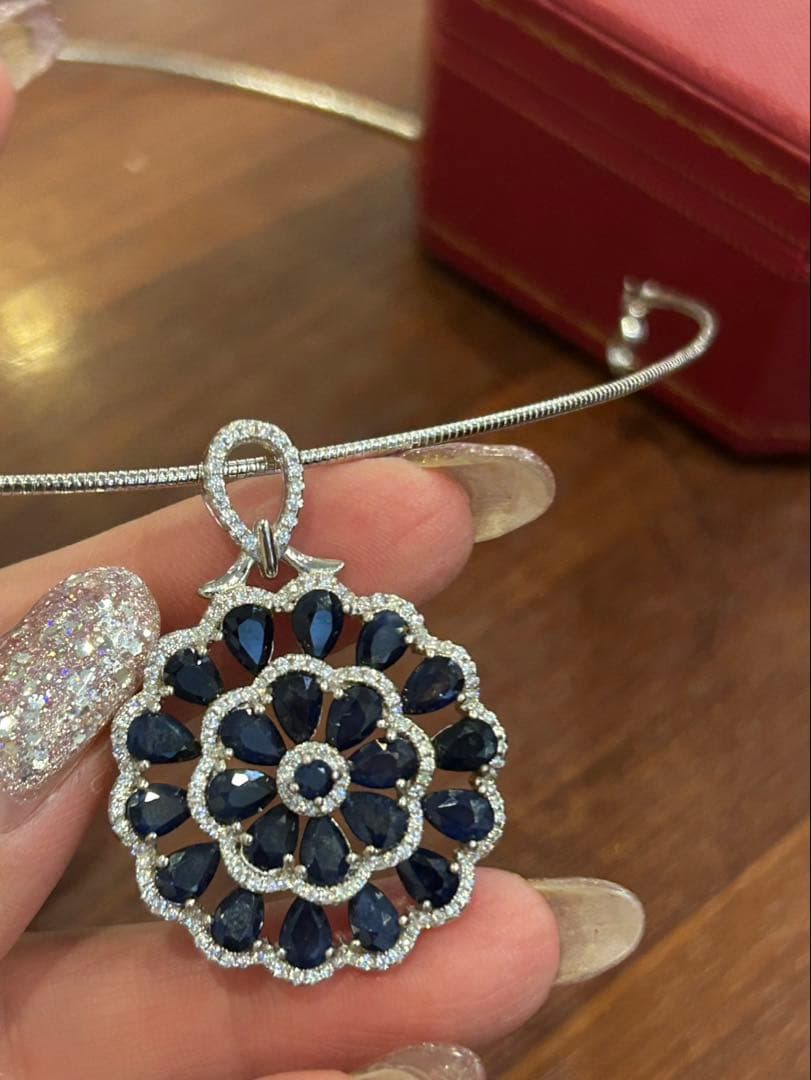 t*a様 天然石サファイアデザインネックレス2点セット➕サージカルネックレス