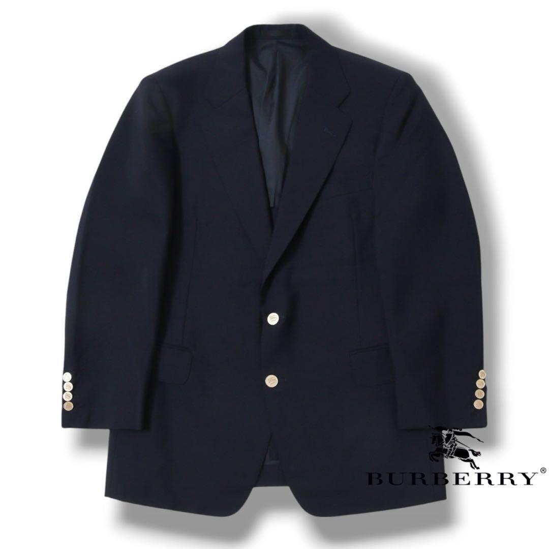 BURBERRY バーバリー 金ボタン ウール×モヘア テーラードジャケット 紺