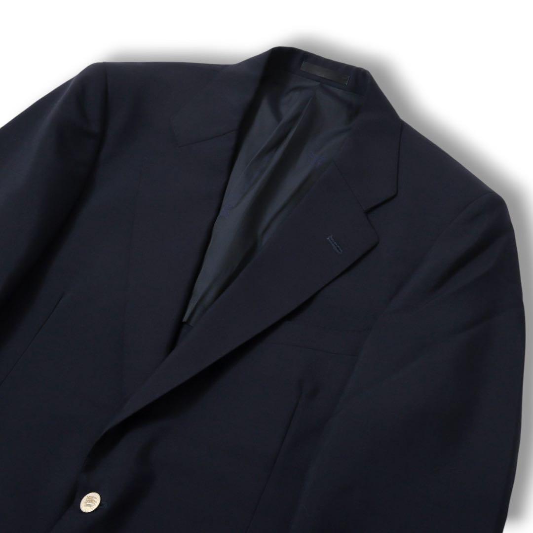 BURBERRY バーバリー 金ボタン ウール×モヘア テーラードジャケット 紺
