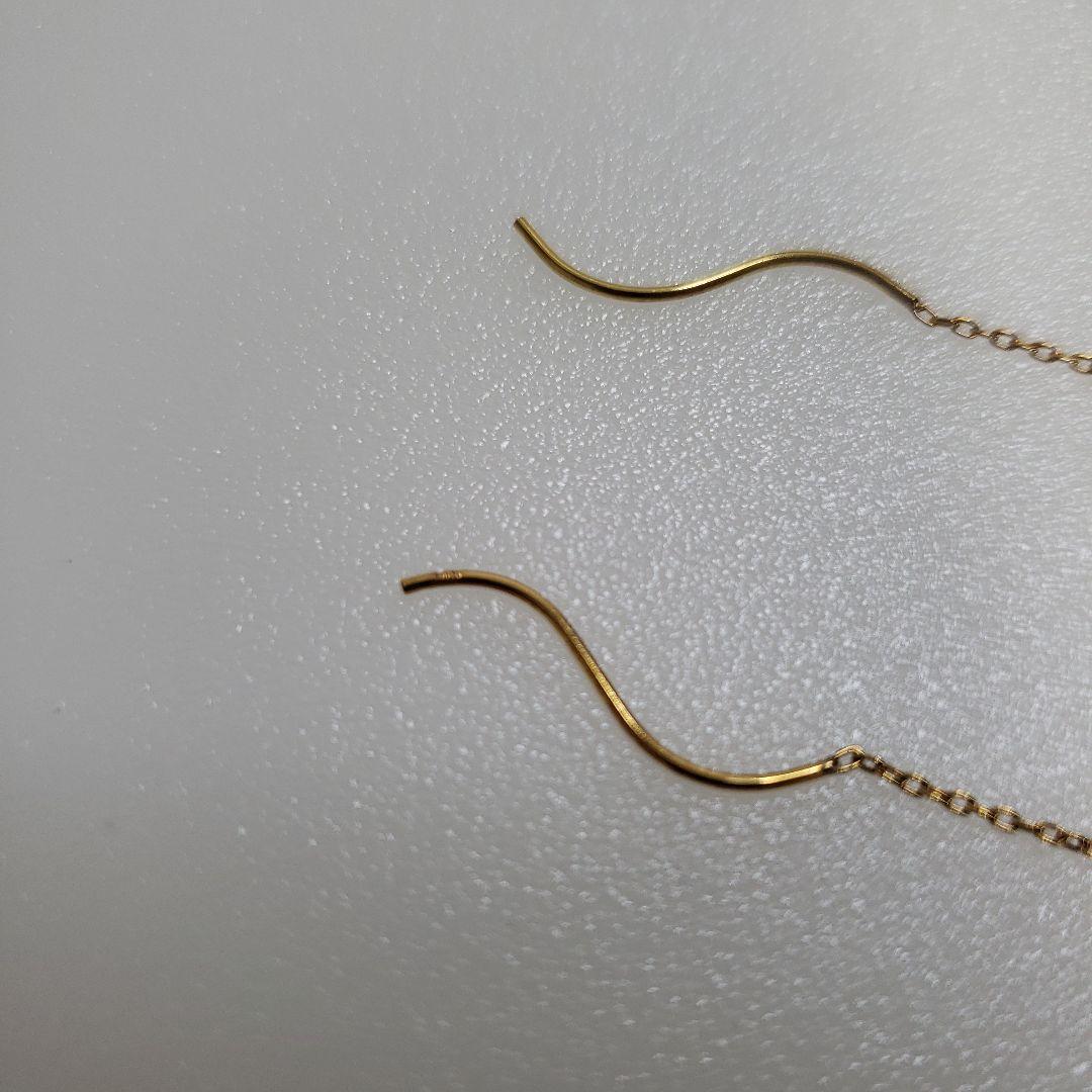 新品本物18金 チェーンデザインピアス ラッピング無料