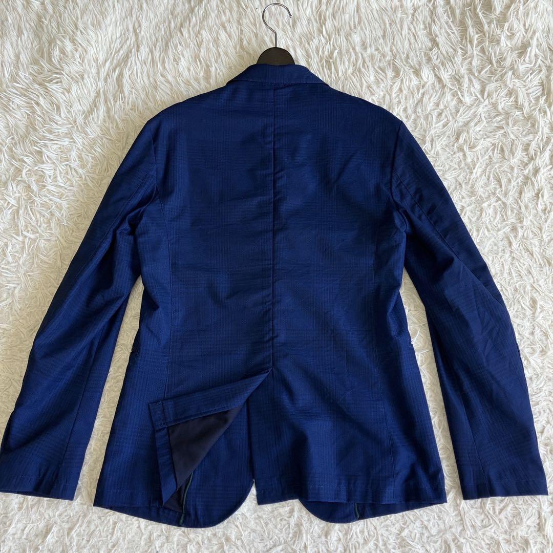 ◎人気デザイン ZARA ブルー系スーツ 軽量 チェック柄 ロゴプレートL 1