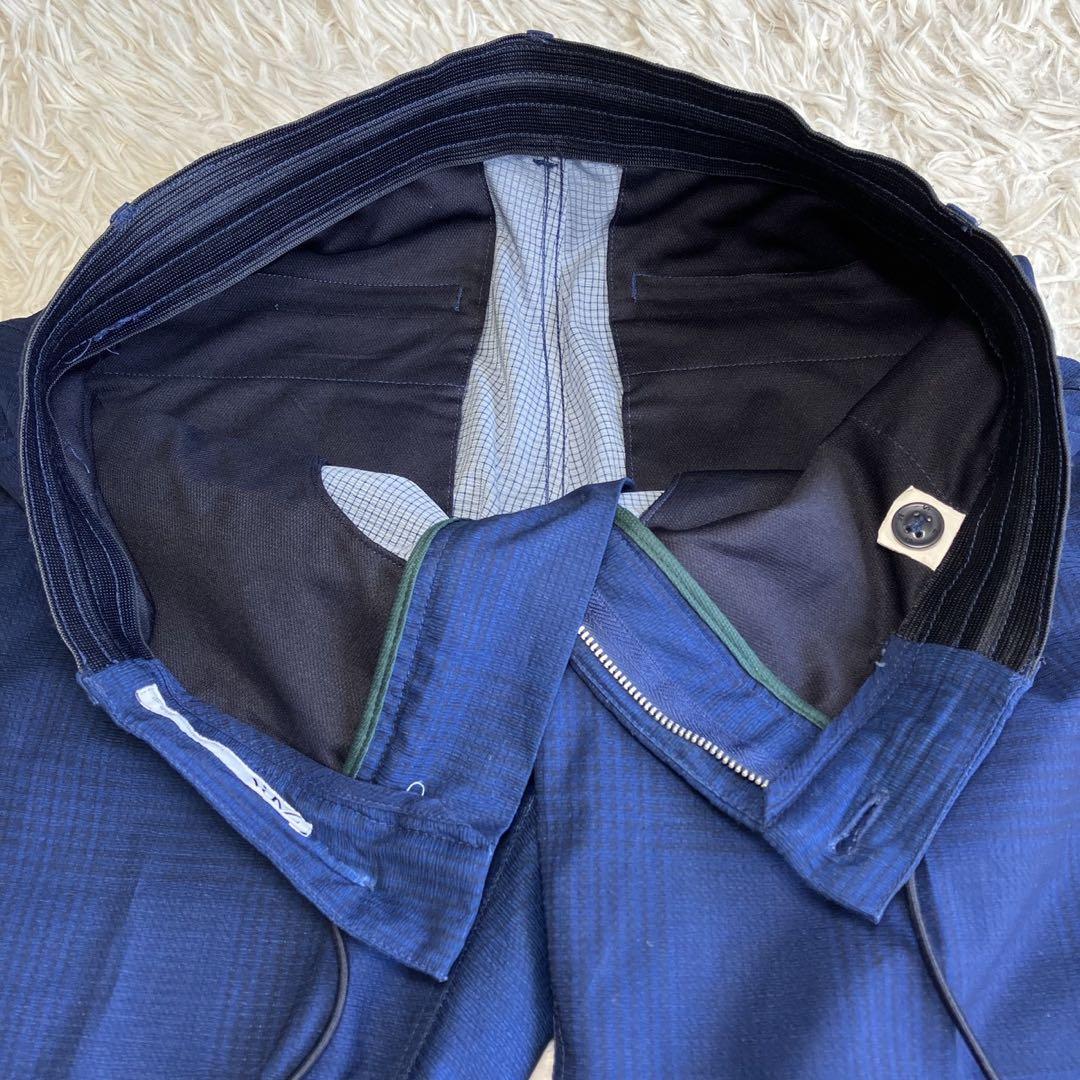 ◎人気デザイン ZARA ブルー系スーツ 軽量 チェック柄 ロゴプレートL 1