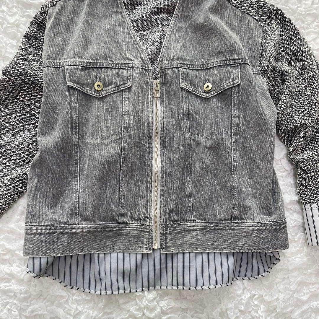 Eimee Law エイミーロウ　ツイード＆デニム　ジップジャケット　異素材切替