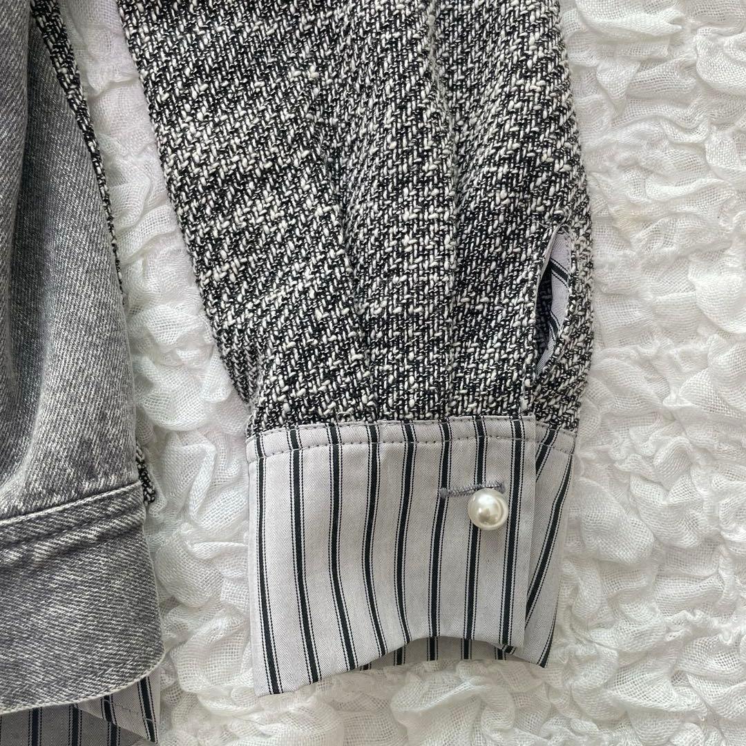 Eimee Law エイミーロウ　ツイード＆デニム　ジップジャケット　異素材切替