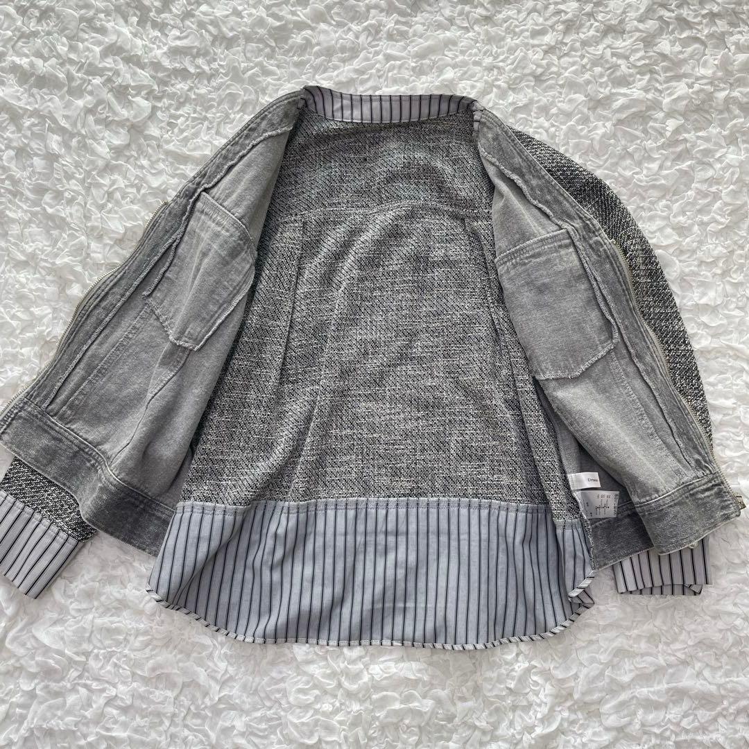 Eimee Law エイミーロウ　ツイード＆デニム　ジップジャケット　異素材切替