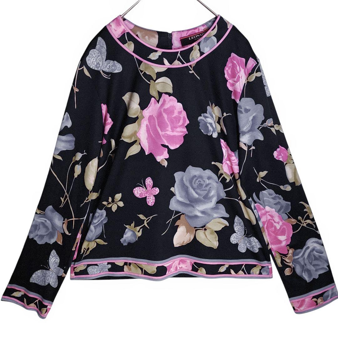 ☆ LEONARD レオナール ローズ柄 長袖 カットソー ☆
