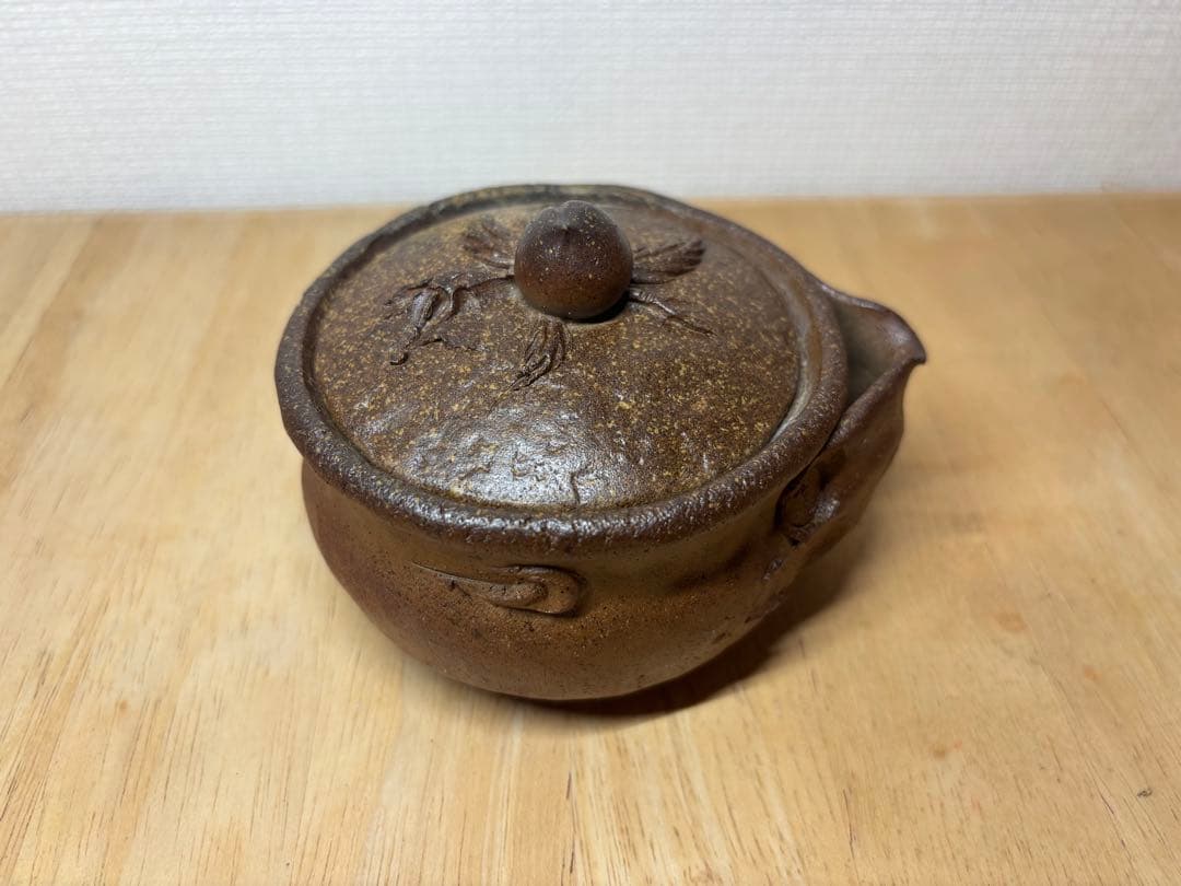 ㊽備前焼 宝瓶 登り窯 桃 もも モモ 手びねり 急須