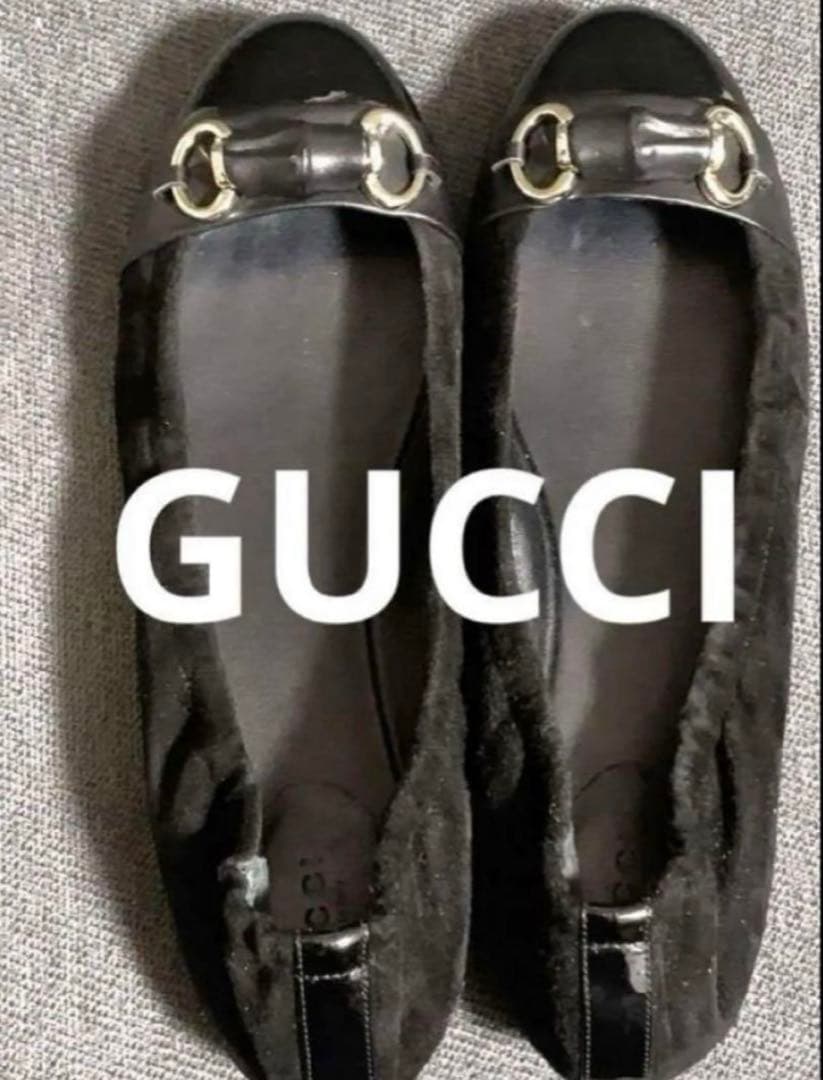 新品未使用GUCCI ブラック フラットシューズサイズ25センチ