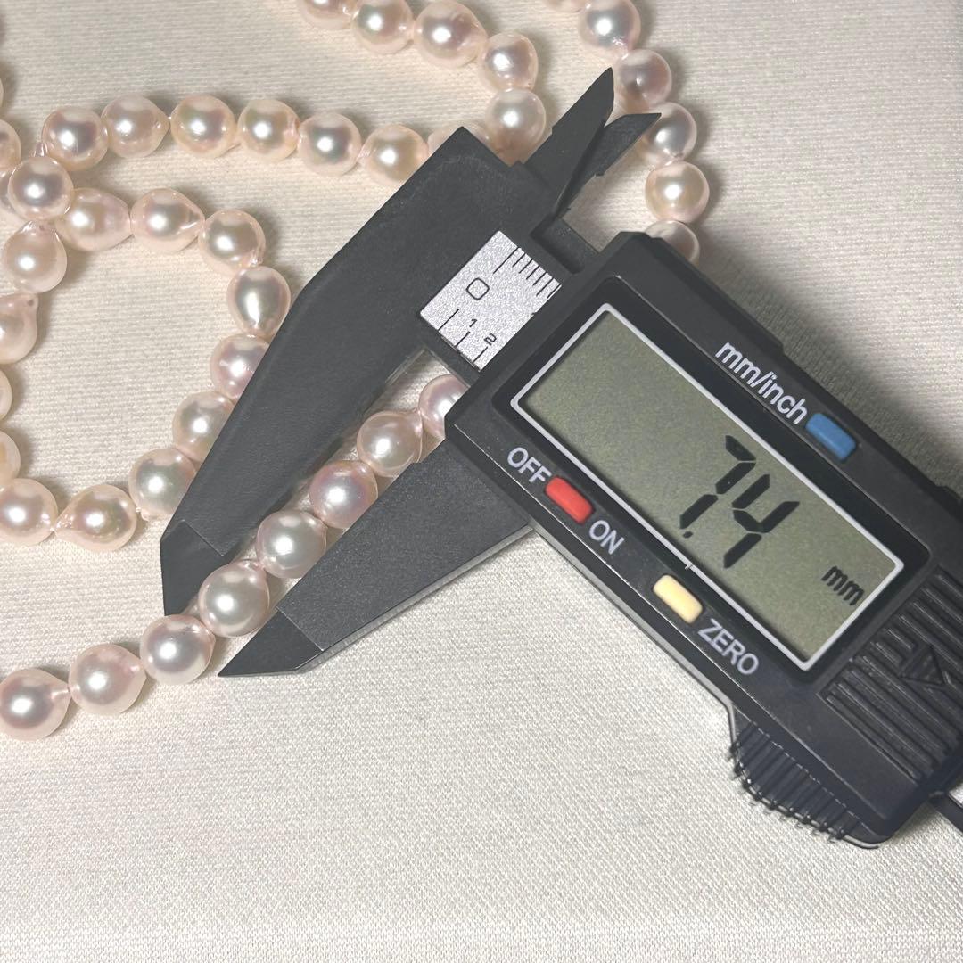 【テリ強✨】あこや バロック 2連 ネックレス 本真珠 パール 干渉色◎ 7.0