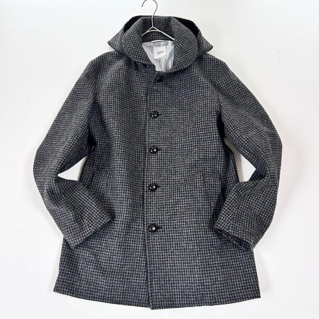 極美品✨タケオキクチ 千鳥格子 メルトン ブルゾン コーフード着脱可 3サイズ