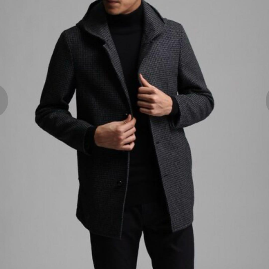 極美品✨タケオキクチ 千鳥格子 メルトン ブルゾン コーフード着脱可 3サイズ