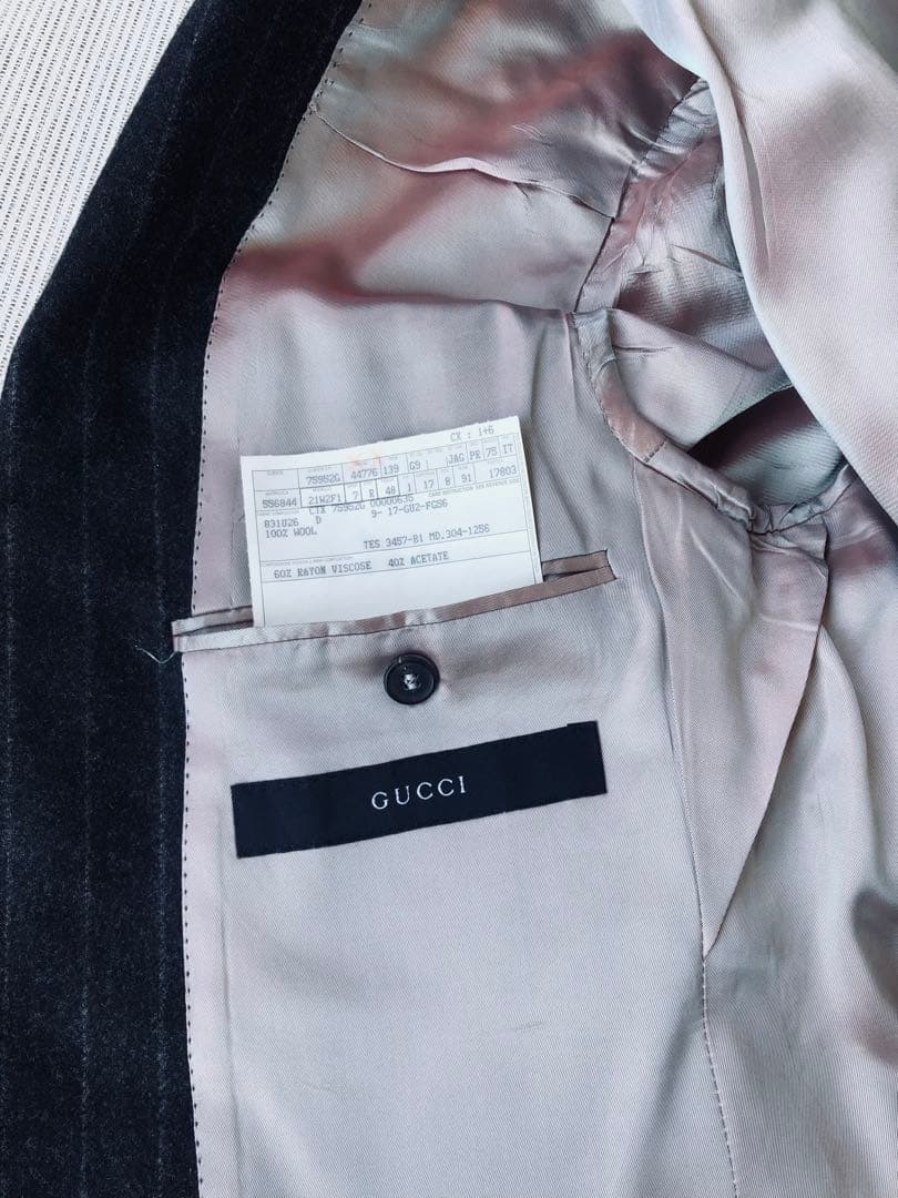 グッチダークグレー ストライプ スーツ