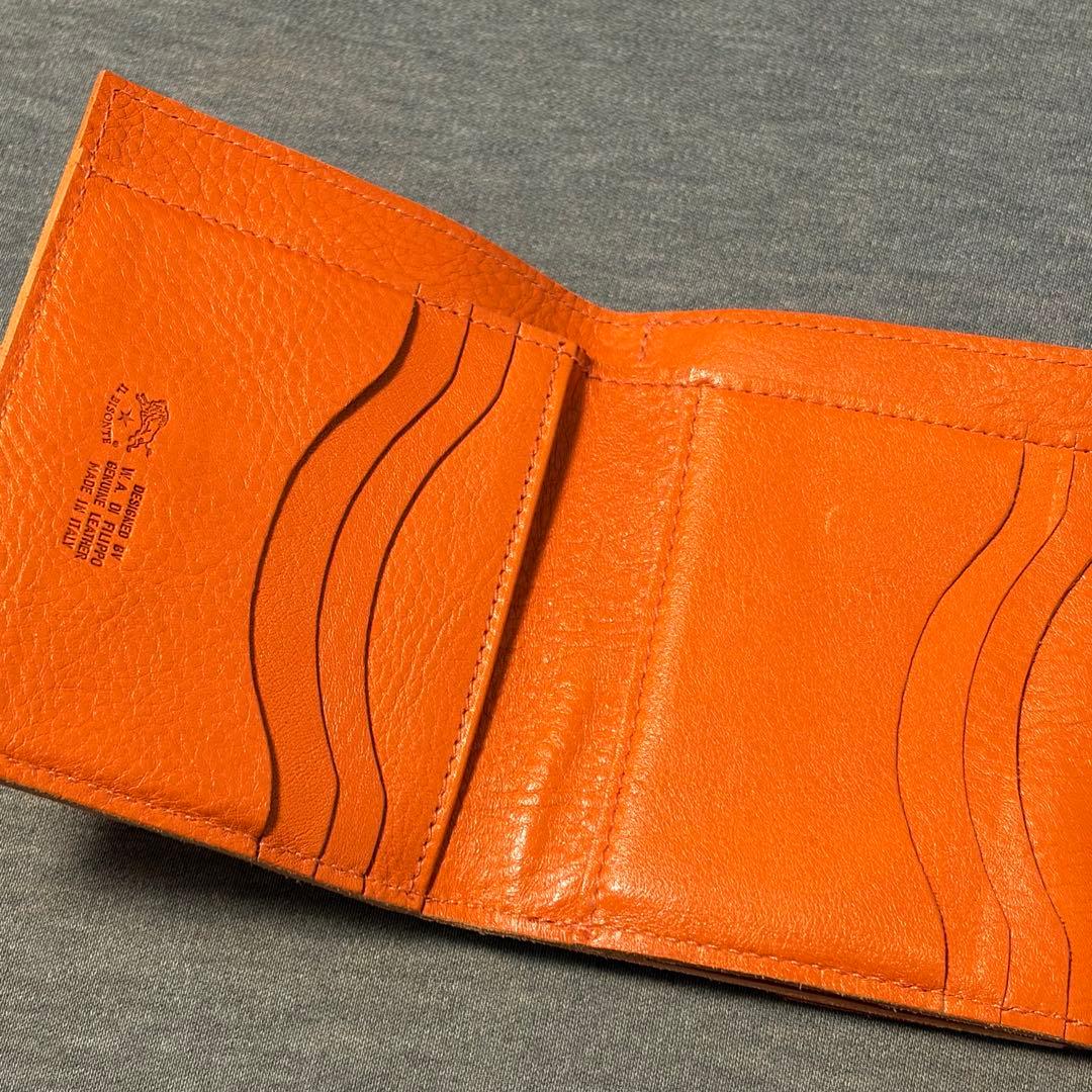 【極美品】イルビゾンテ 二つ折り財布 小銭入れ付き ウォレット オレンジ
