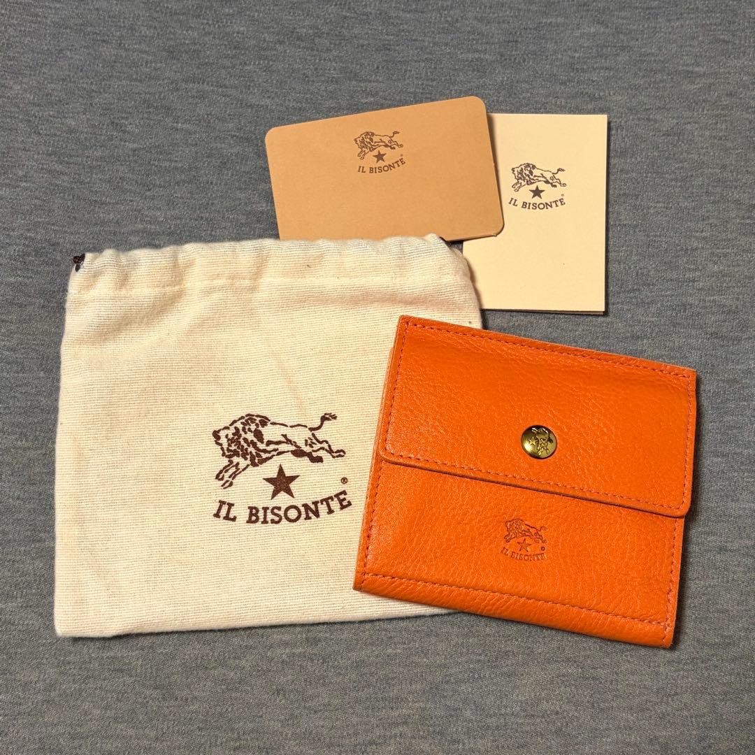 【極美品】イルビゾンテ 二つ折り財布 小銭入れ付き ウォレット オレンジ