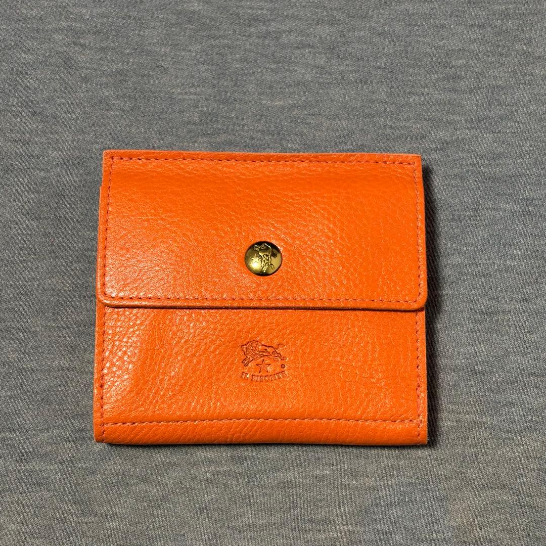【極美品】イルビゾンテ 二つ折り財布 小銭入れ付き ウォレット オレンジ
