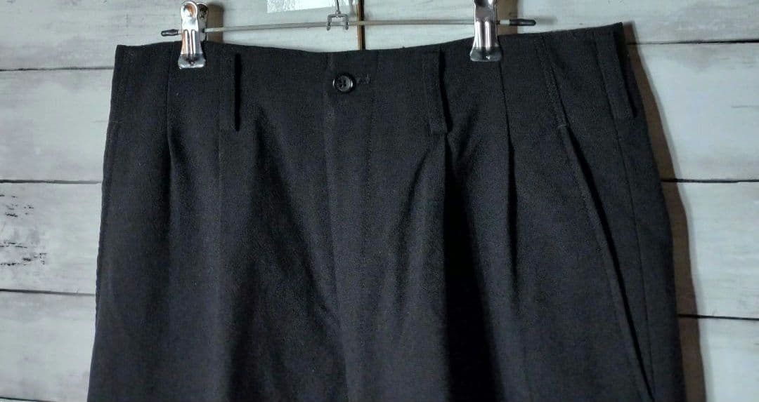 ヨウジヤマモトプールオム スラックス タックパンツ ウールギャバ 黒