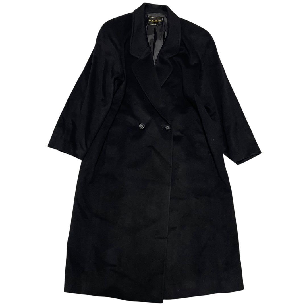 カシミヤ100%【St.ALMEIDA】美品マキシ丈ダブルチェスターコート 黒M
