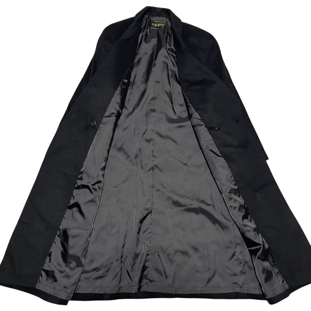 カシミヤ100%【St.ALMEIDA】美品マキシ丈ダブルチェスターコート 黒M