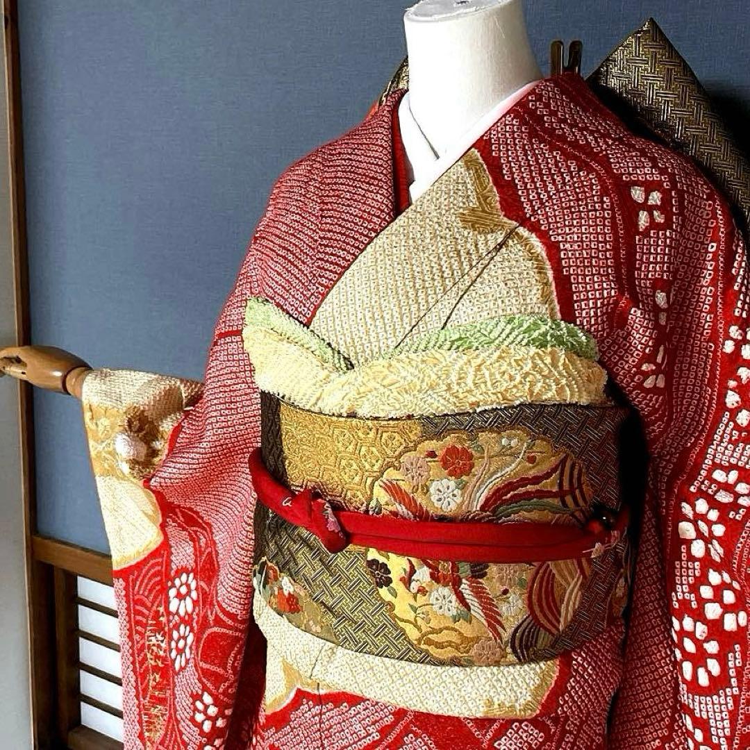 振袖フルセット　高身長　手絞り　総絞り　成人式振袖　振袖　裄丈71 ➕サイズ