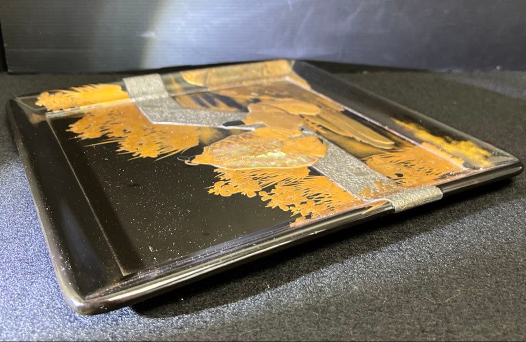 専用　時代盛蒔絵　八橋図盆　木箱付　幅25.8㎝　東Y7-1229☆2Fトヒルト