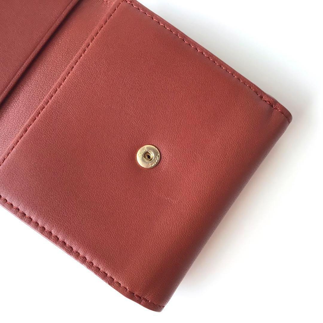【新品】 ポールスミス✨マルチストライプトリムインサイド ミニ財布 レンガ