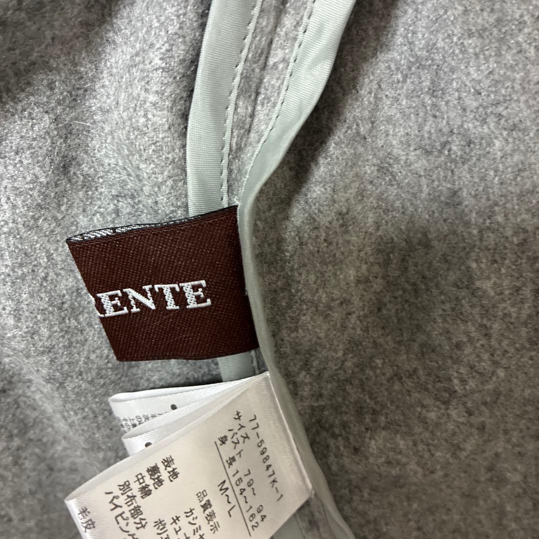 高級カシミヤファー付きグレーケープコート