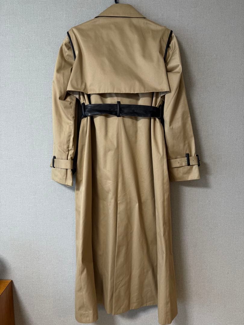 anuans ヴィーガンレザートリム2WAYトレンチコート