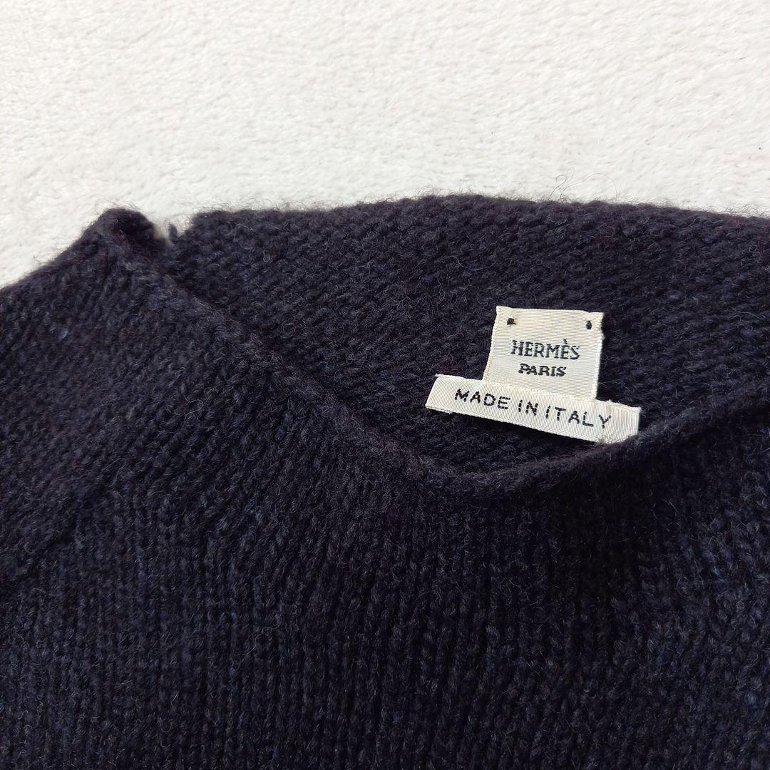 【HERMES 】ルメール期 ヤク100% 半袖ニットワンピース グレー 36