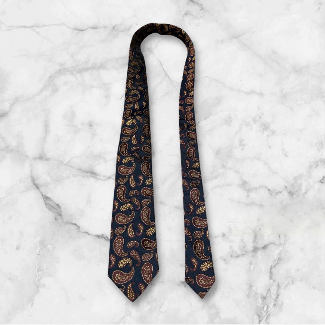 【未使用】DRAKE'S ドレイクス　ネクタイ　ペイズリー柄　ジャガード　紺
