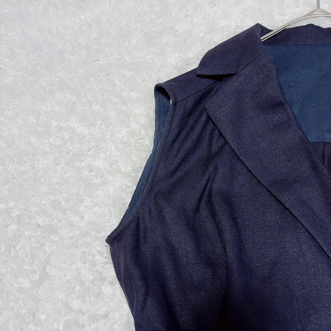 美品✨グレースクラス マリンジレドレス ノースリーブワンピース ロング 金ボタン