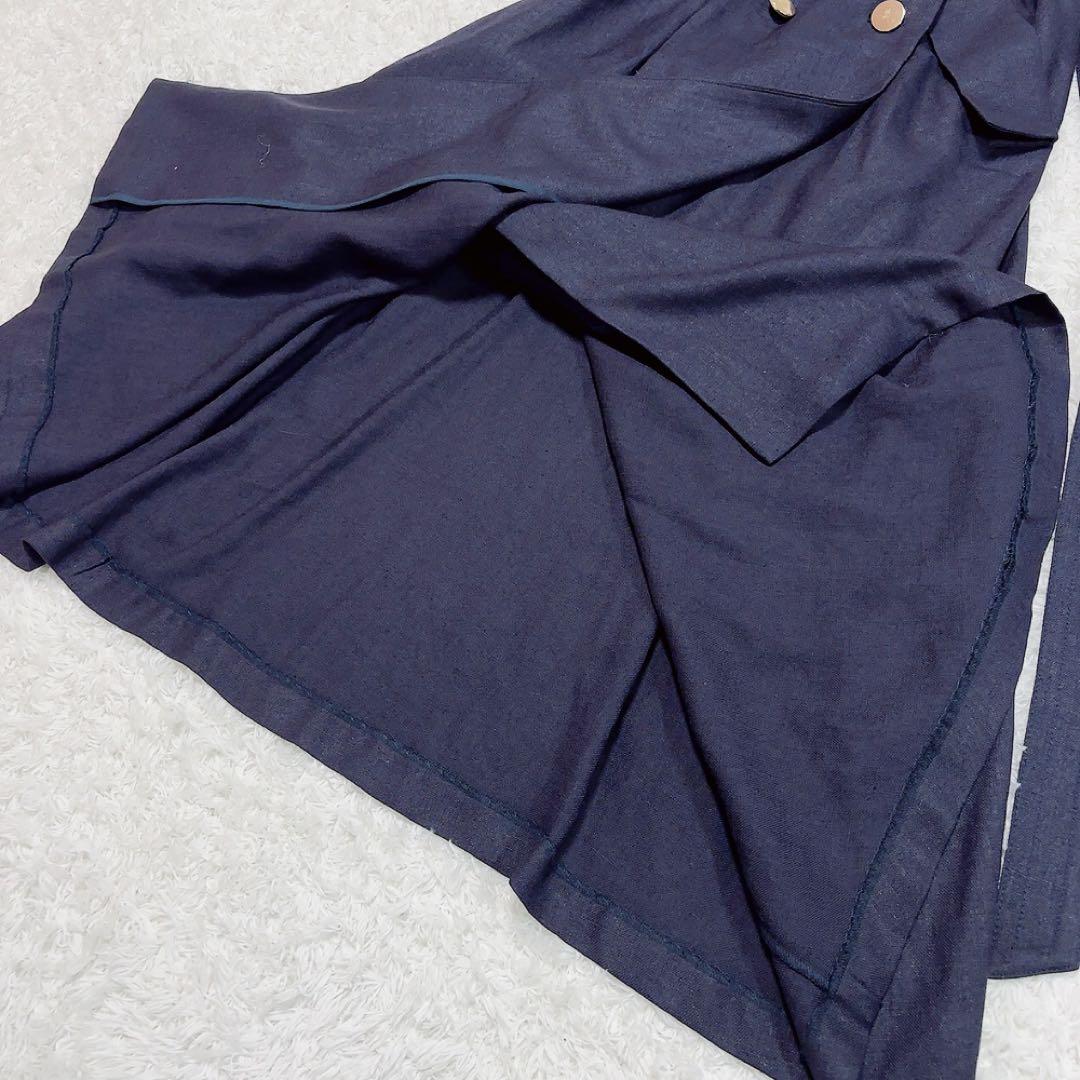 美品✨グレースクラス マリンジレドレス ノースリーブワンピース ロング 金ボタン