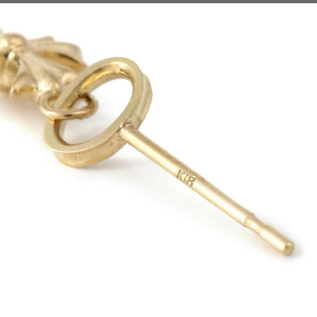 K18ゴールド クロスモチーフ フープピアス