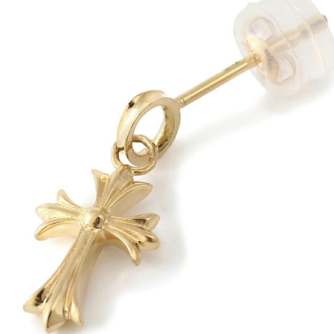 K18ゴールド クロスモチーフ フープピアス