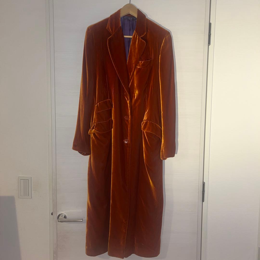 ETRO エトロ コート ベルベット ベロア オレンジ ロングコート