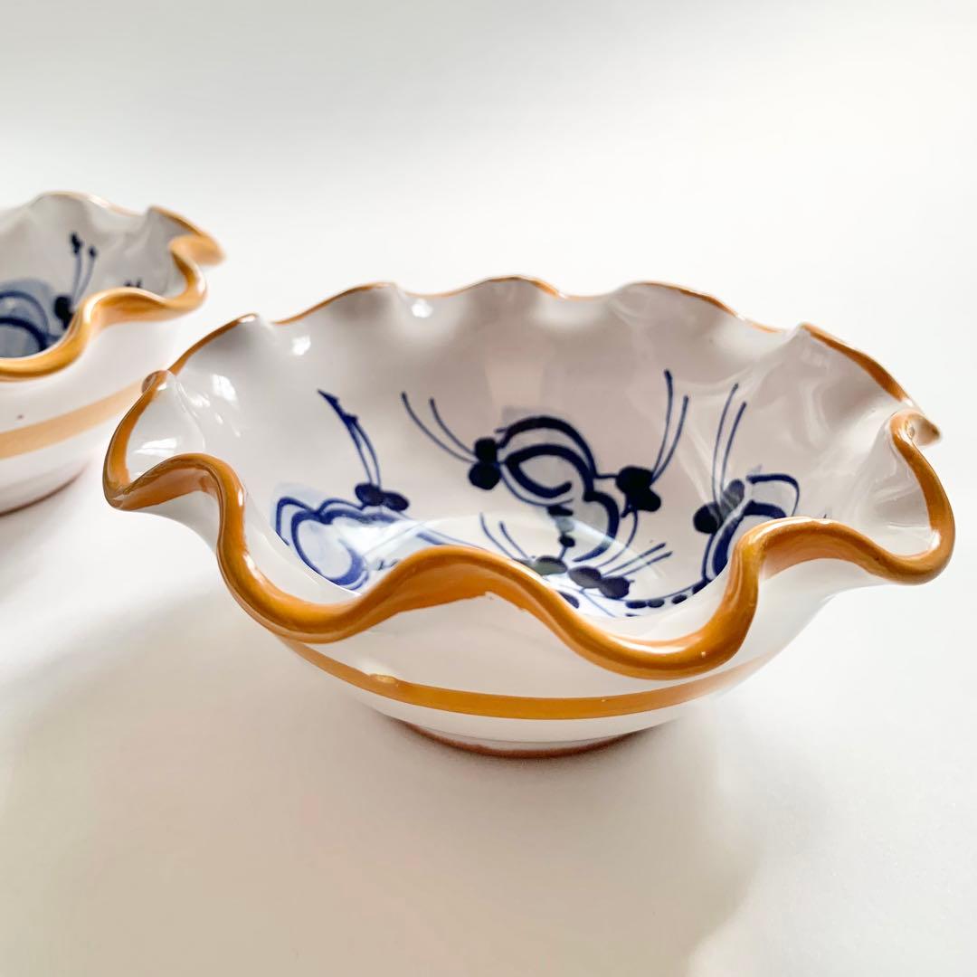 パスクワーレ社 フリル皿　オレンジ直径13cm高さ5cm２個セット