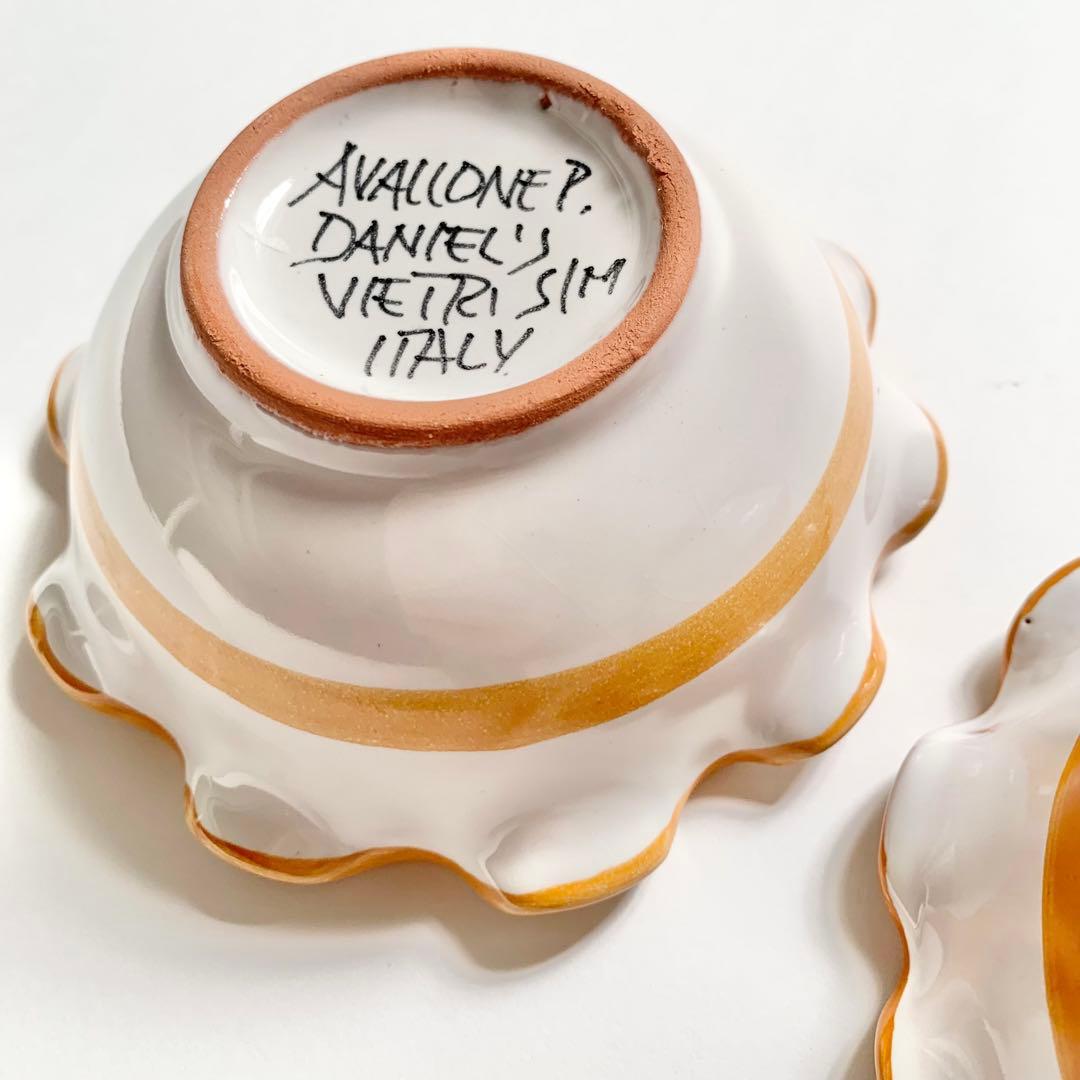 パスクワーレ社 フリル皿　オレンジ直径13cm高さ5cm２個セット