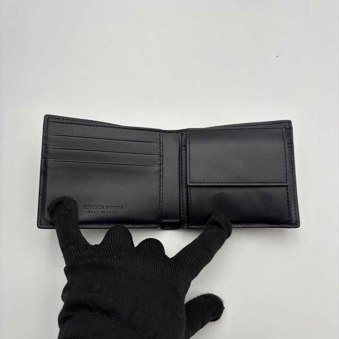 ✨極極美品　ボッテガ　二つ折り　カセット　小銭入れ　ブラック　RFID
