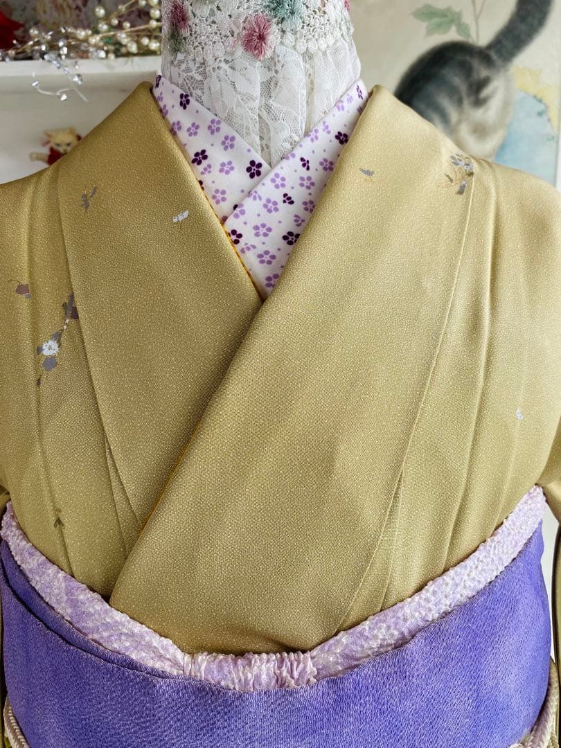 【さとよ様❤️単衣 正絹 江戸小紋に小花柄】