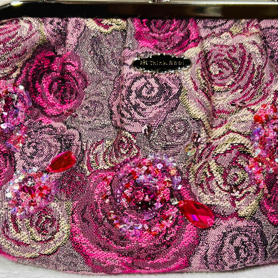 【極美品】Think Bee! ネバーエンディングピンクローズ　がま口　バッグ