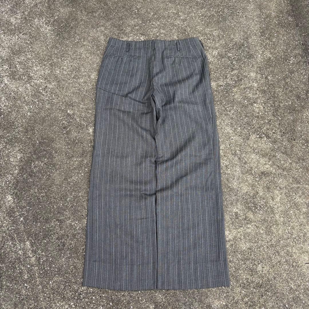 70s vintage ウールスラックス ストライプ ダークグレー