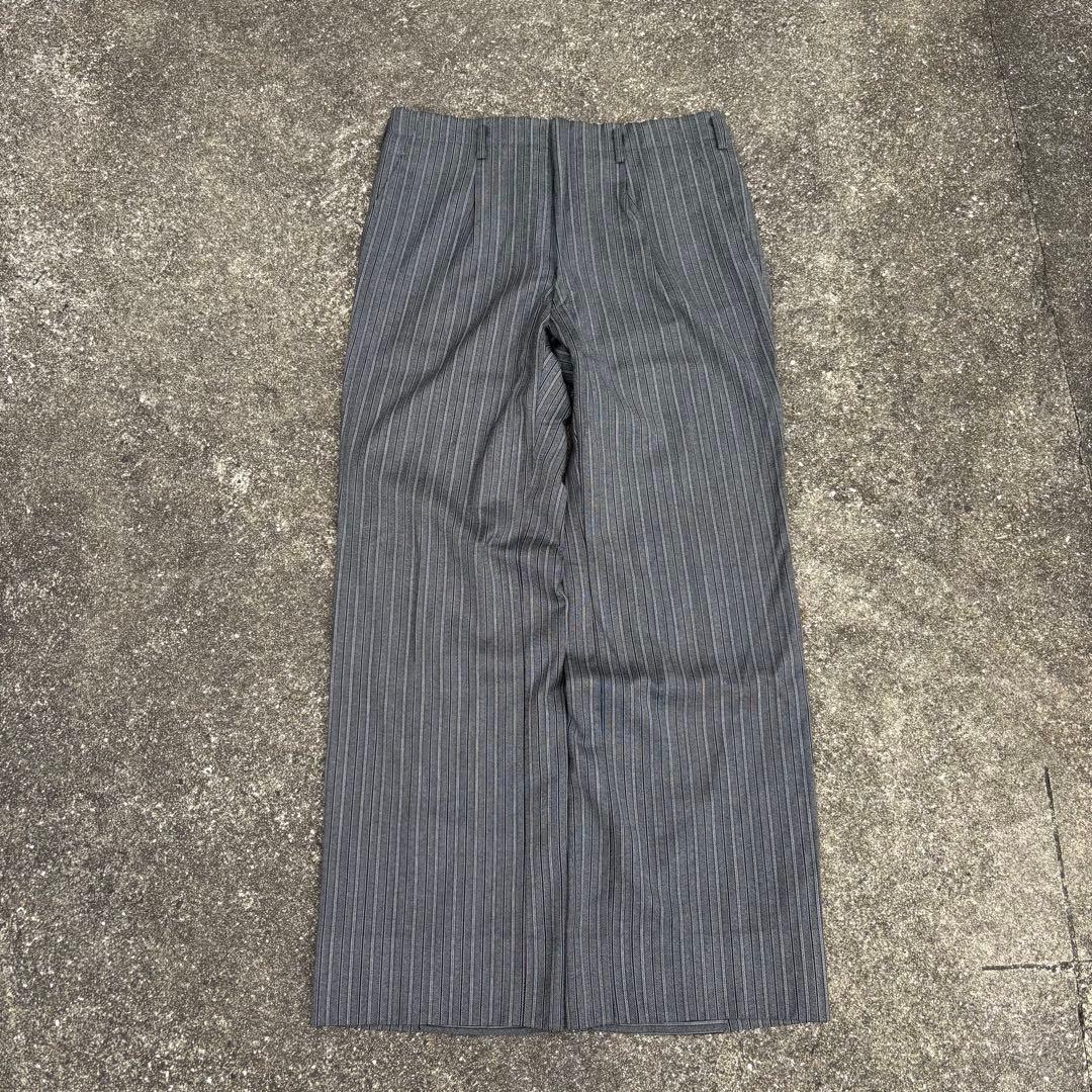 70s vintage ウールスラックス ストライプ ダークグレー