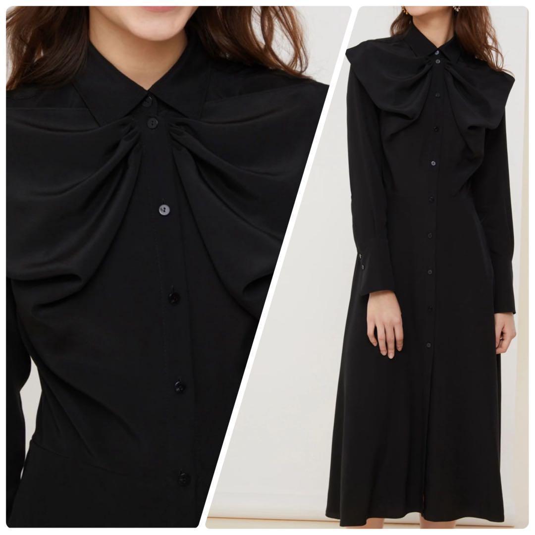 定価13万✨ PATOU ボウ ネックライン シルク ミディドレス マキシ丈 M