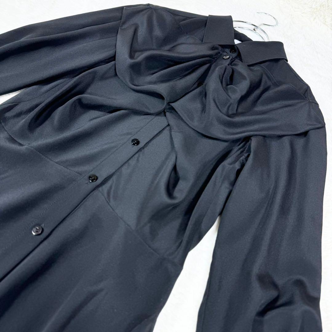 定価13万✨ PATOU ボウ ネックライン シルク ミディドレス マキシ丈 M