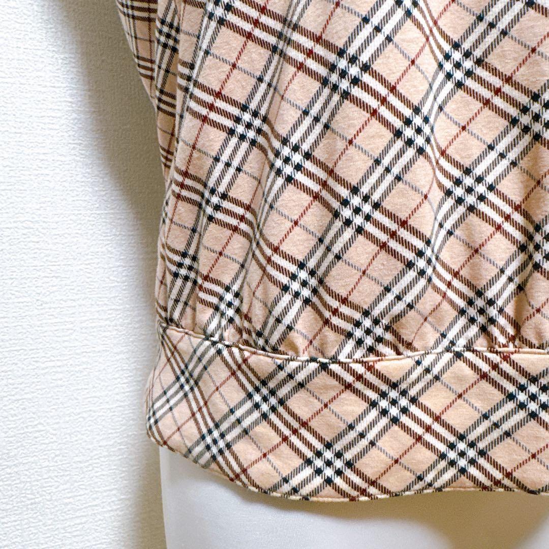 バーバリーブルーレーベル　バックオープンノースリーブ　ノバチェック　ピンク